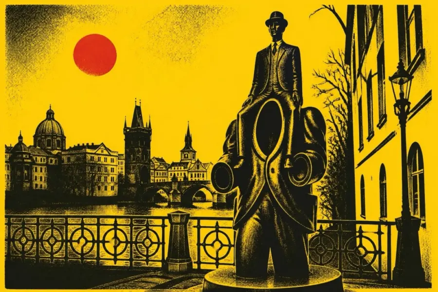 PRAGUE, CZECH REPUBLIC - DEC 10:Franz Kafka statue located in Jewish quarter